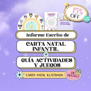 Informe escrito de carta natal infantil + Guia actividades y juegos + carta natal ilustrada