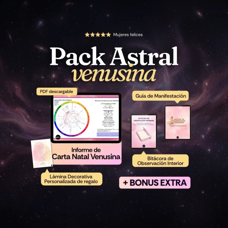 Pack Astral Venusina - Informe de Carta Natal Venusina + Guía de manifestacion + Bitácora de Observacion interior + Lámina decorativa + Bonus extras
