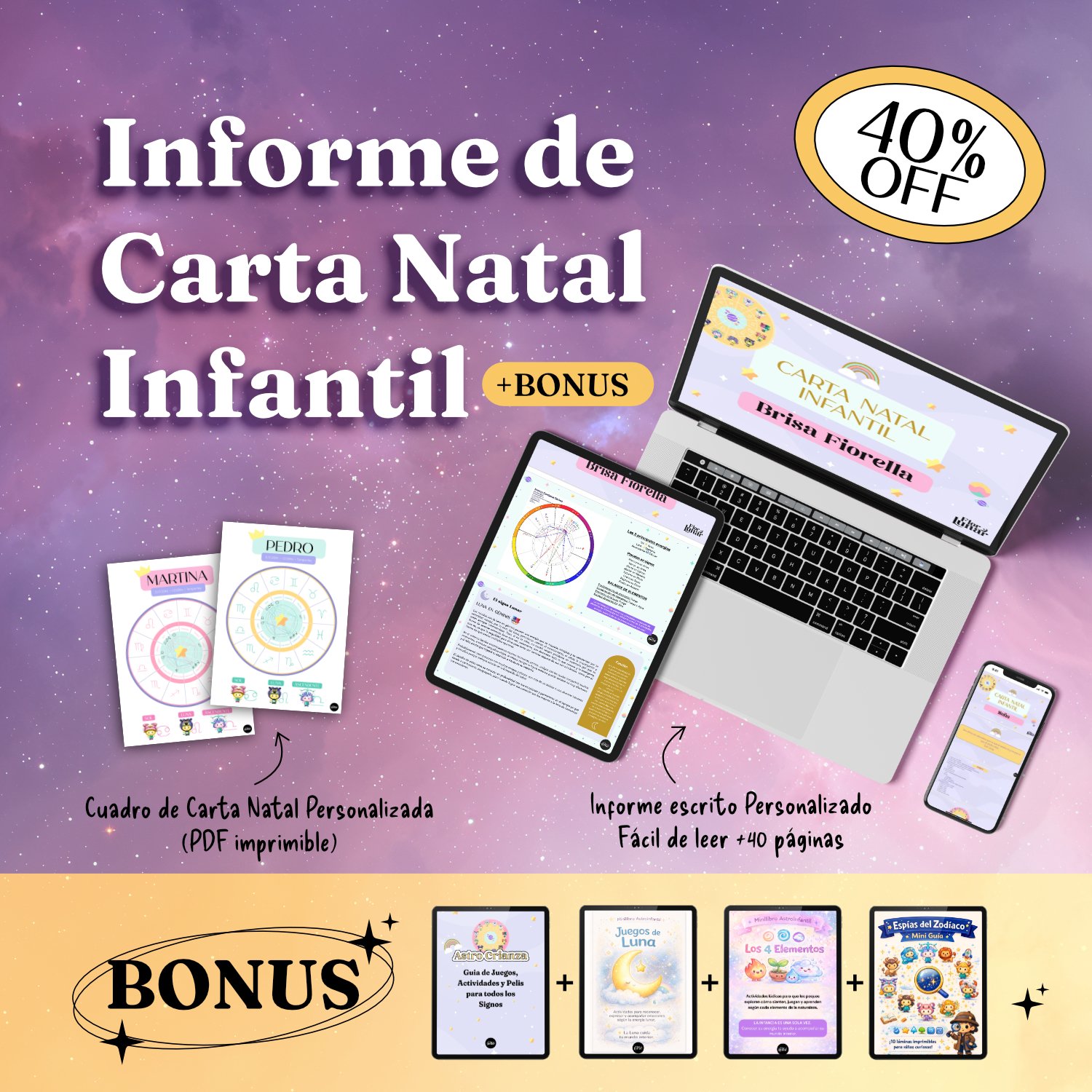 Informe Carta Natal Infantil Flor Lunar